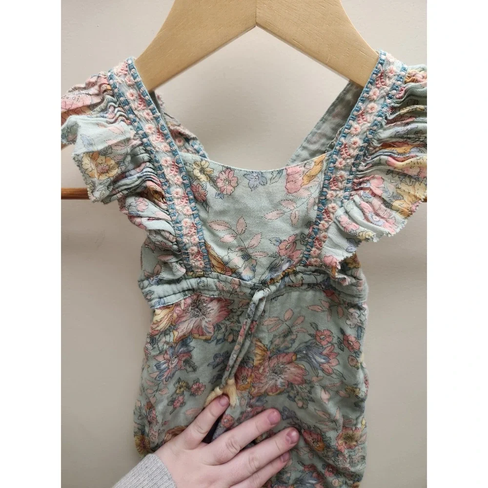 Louise‎ Misha Krinsha Water Jodhpur Flower Organic Cotton Overalls Romper 3M